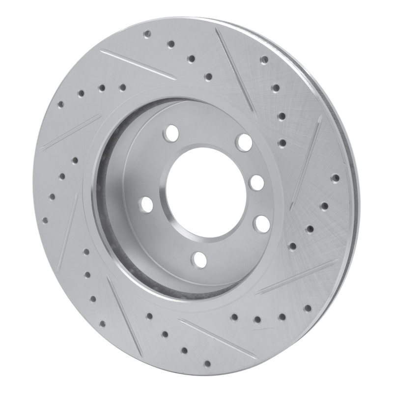 BMW 325CI Brake Rotor (1) - Front Left - R1 Concepts - Drilled & Slotted - Silver - `99-`08